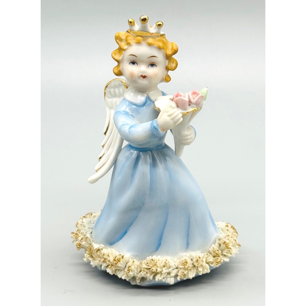 Ardalt‎ Candle Holder Happy Birthday Angel Girl Blue Spaghetti Japan 1950s